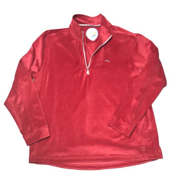 Tommy Bahama Red Velour Pullover Sweater